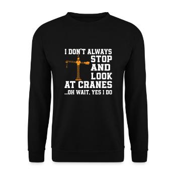 Lustiger Kran Liebhaber Spruch - Unisex Pullover - Schwarz - Vorne - Alina (178cm) & Michal (187cm)