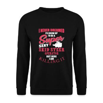 Funny skid steer loader shirt - Unisex Sweatshirt - black - Front - Alina (178cm) & Michal (187cm)