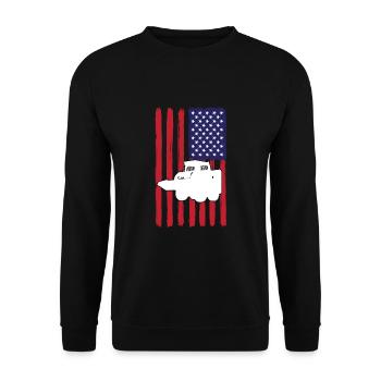 Skid steer loader with USA flag - Unisex Sweatshirt - black - Front - Alina (178cm) & Michal (187cm)