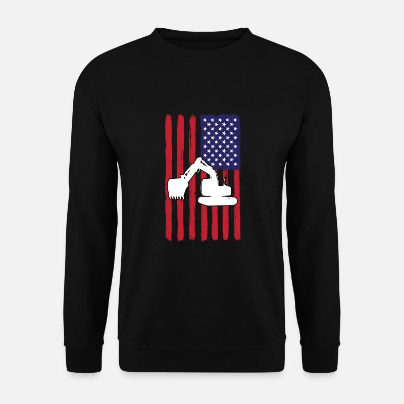 USA Fahne Baggerfahrer - Unisex Pullover - Schwarz
