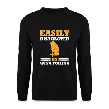 Leicht Ablenkbar Durch Wing Foiling - Unisex Pullover - Schwarz - Vorne - Alina (178cm) & Michal (187cm)