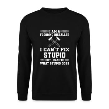 Lustiger Bodenleger Geschenk - Unisex Pullover - Schwarz - Vorne - Alina (178cm) & Michal (187cm)