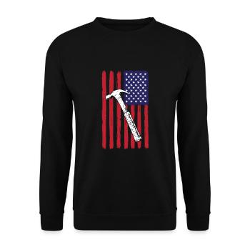 USA Fahne Bauarbeiter - Unisex Pullover - Schwarz - Vorne - Alina (178cm) & Michal (187cm)