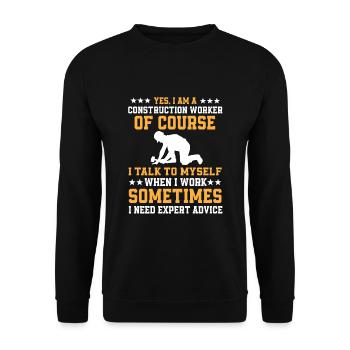 Funny Construction Worker Gift - Unisex Sweatshirt - black - Front - Alina (178cm) & Michal (187cm)
