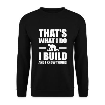 Drôle de motif d’ouvrier du bâtiment - Sweat-shirt Unisexe - noir - Devant - Alina (178cm) & Michal (187cm)