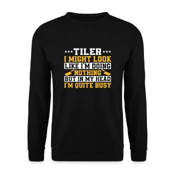 Drôle de carreleur dicton - Sweat-shirt Unisexe - noir - Devant - Alina (178cm) & Michal (187cm)