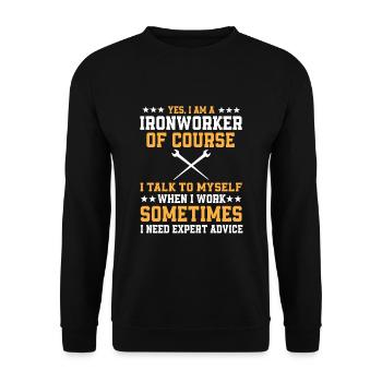 Funny Ironworker saying - Unisex Sweatshirt - black - Front - Alina (178cm) & Michal (187cm)