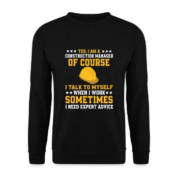 Funny construction manager shirt - Unisex Sweatshirt - black - Front - Alina (178cm) & Michal (187cm)
