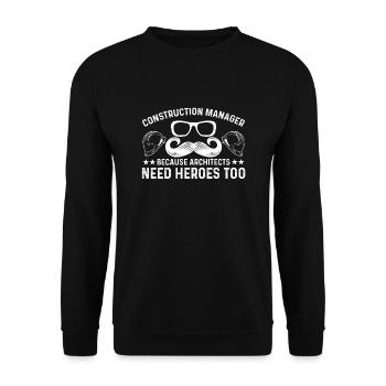 Lustiges Bauleiter-geschenk - Unisex Pullover - Schwarz - Vorne - Alina (178cm) & Michal (187cm)