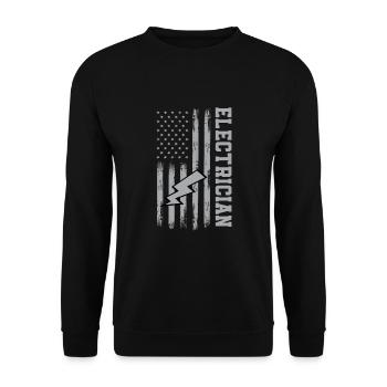 Amerikanischer Elektriker - Unisex Pullover - Schwarz - Vorne - Alina (178cm) & Michal (187cm)
