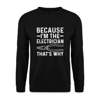 Because that's why I'm the electrician - Unisex Sweatshirt - black - Front - Alina (178cm) & Michal (187cm)