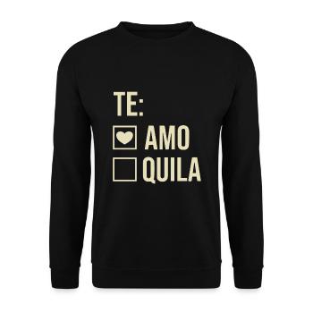 Tequila Te Amo Lustiges Party Funshirt Geschenk - Unisex Pullover - Schwarz - Vorne - Alina (178cm) & Michal (187cm)