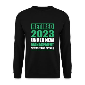 Lustiger Ruhestand 2023 - Unisex Pullover - Schwarz - Vorne - Alina (178cm) & Michal (187cm)