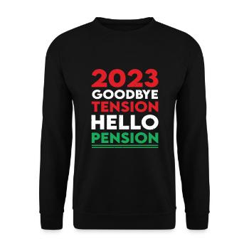 2023 Mitarbeitergeschenk Im Ruhestand - Unisex Pullover - Schwarz - Vorne - Alina (178cm) & Michal (187cm)