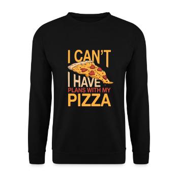 I can't have plans with my pizza - Unisex Sweatshirt - black - Front - Alina (178cm) & Michal (187cm)