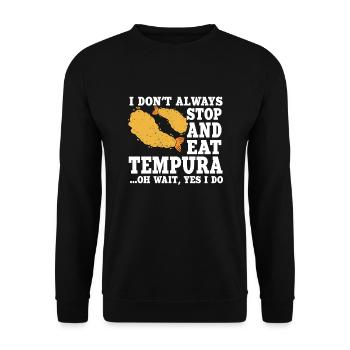 Lustiger Tempura Liebhaber Spruch - Unisex Pullover - Schwarz - Vorne - Alina (178cm) & Michal (187cm)