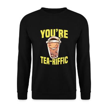 Sweet Bubble Tea Word Game - Unisex Sweatshirt - black - Front - Alina (178cm) & Michal (187cm)