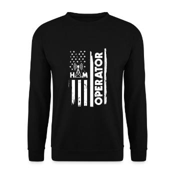 Amateurfunker Mit Usa-flagge - Unisex Pullover - Schwarz - Vorne - Alina (178cm) & Michal (187cm)
