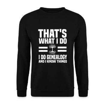 Funny family tree research saying - Unisex Sweatshirt - black - Front - Alina (178cm) & Michal (187cm)