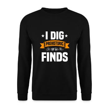 Ich Grabe Prähistorische Funde - Fossilienjäger - Unisex Pullover - Schwarz - Vorne - Alina (178cm) & Michal (187cm)