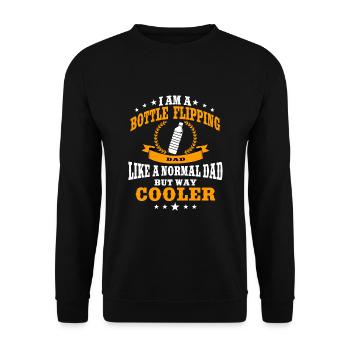 Bottle Flip Dad Für Männer - Unisex Pullover - Schwarz - Vorne - Alina (178cm) & Michal (187cm)
