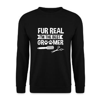 Drôle de jeu de mots avec toiletteur pour chien - Sweat-shirt Unisexe - noir - Devant - Alina (178cm) & Michal (187cm)