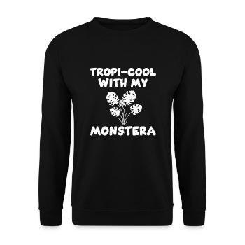 Drôle de jeu de mots Monstera Deliciosa - Sweat-shirt Unisexe - noir - Devant - Alina (178cm) & Michal (187cm)