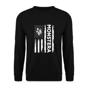 USA Flag Monstera Plant - Unisex Sweatshirt - black - Front - Alina (178cm) & Michal (187cm)