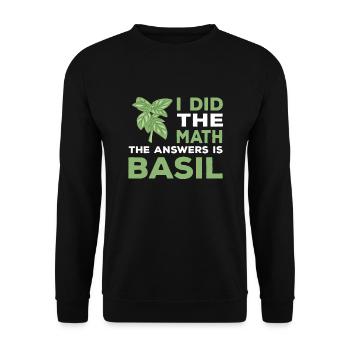 Lustiges Basilikum Design - Unisex Pullover - Schwarz - Vorne - Alina (178cm) & Michal (187cm)