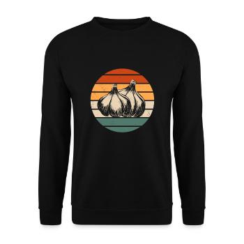Conception rétro de l’ail - Sweat-shirt Unisexe - noir - Devant - Alina (178cm) & Michal (187cm)