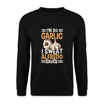 Knoblauch Und Alfredo Sauce - Unisex Pullover - Schwarz - Vorne - Alina (178cm) & Michal (187cm)