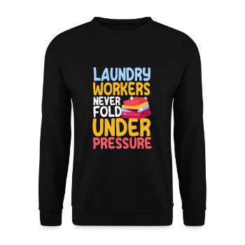 Funny laundry staff shirt - Unisex Sweatshirt - black - Front - Alina (178cm) & Michal (187cm)