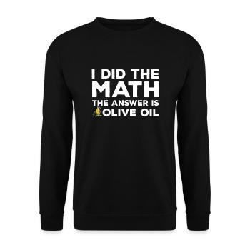 Funny Olive Oil Shirt - Unisex Sweatshirt - black - Front - Alina (178cm) & Michal (187cm)