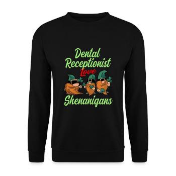 Zahnarzthelferin St. Patricks Day - Unisex Pullover - Schwarz - Vorne - Alina (178cm) & Michal (187cm)