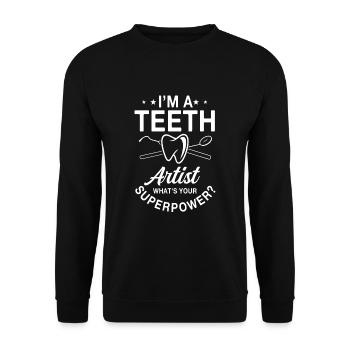 Lustiges Zahntechniker Design - Unisex Pullover - Schwarz - Vorne - Alina (178cm) & Michal (187cm)
