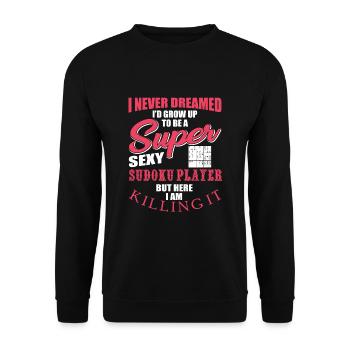 Lustiges Sudoku Spieler Shirt - Unisex Pullover - Schwarz - Vorne - Alina (178cm) & Michal (187cm)