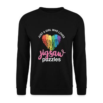 Juste une fille qui aime les puzzles - Sweat-shirt Unisexe - noir - Devant - Alina (178cm) & Michal (187cm)