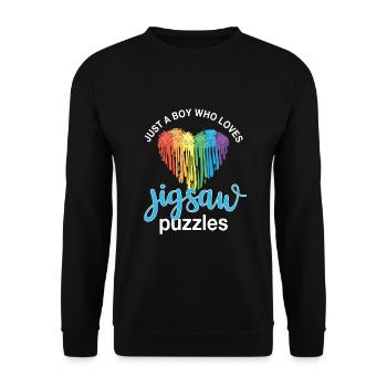 Juste un garçon qui aime les puzzles - Sweat-shirt Unisexe - noir - Devant - Alina (178cm) & Michal (187cm)