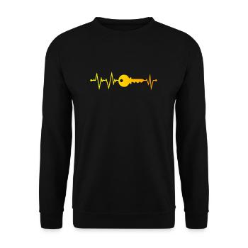 Schlüssel Herzschlag - Unisex Pullover - Schwarz - Vorne - Alina (178cm) & Michal (187cm)