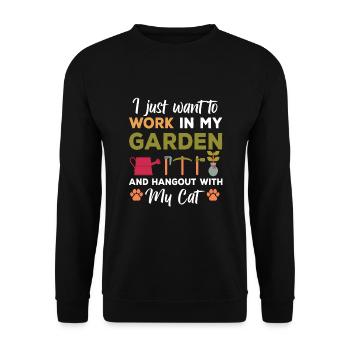 Garden and Cat Gift - Unisex Sweatshirt - black - Front - Alina (178cm) & Michal (187cm)