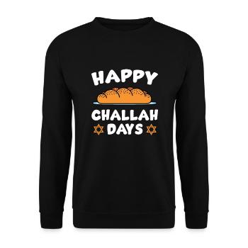 Frohe Challah Tage - Unisex Pullover - Schwarz - Vorne - Alina (178cm) & Michal (187cm)
