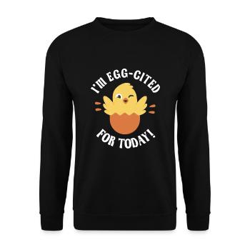 Egg-cited hatching chick - Unisex Sweatshirt - black - Front - Alina (178cm) & Michal (187cm)