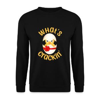 What is Crackin' Hatching Chick Easter - Unisex Sweatshirt - black - Front - Alina (178cm) & Michal (187cm)