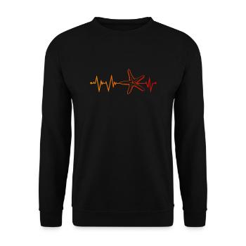 Seestern Herzschlag - Unisex Pullover - Schwarz - Vorne - Alina (178cm) & Michal (187cm)