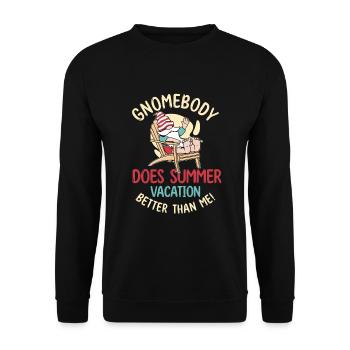 Lustige Gnome Sommerferien - Unisex Pullover - Schwarz - Vorne - Alina (178cm) & Michal (187cm)