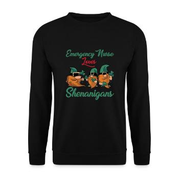 Notfallkrankenschwester St. Patrick's Day - Unisex Pullover - Schwarz - Vorne - Alina (178cm) & Michal (187cm)