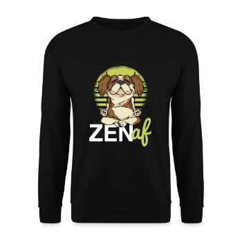 Funny Dog Yoga Zen AF - Unisex Sweatshirt - black - Front - Alina (178cm) & Michal (187cm)