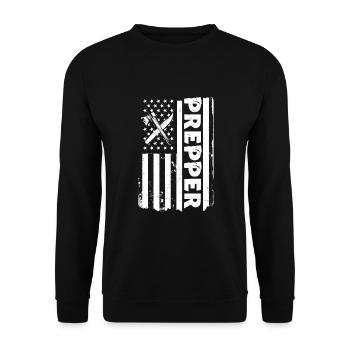 USA Flag Prepper Outfit - Unisex Sweatshirt - black - Front - Alina (178cm) & Michal (187cm)