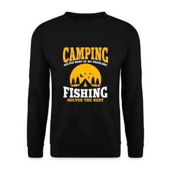 Fun camping and fishing - Unisex Sweatshirt - black - Front - Alina (178cm) & Michal (187cm)