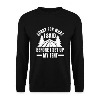 Fun camping t-shirt - Unisex Sweatshirt - black - Front - Alina (178cm) & Michal (187cm)